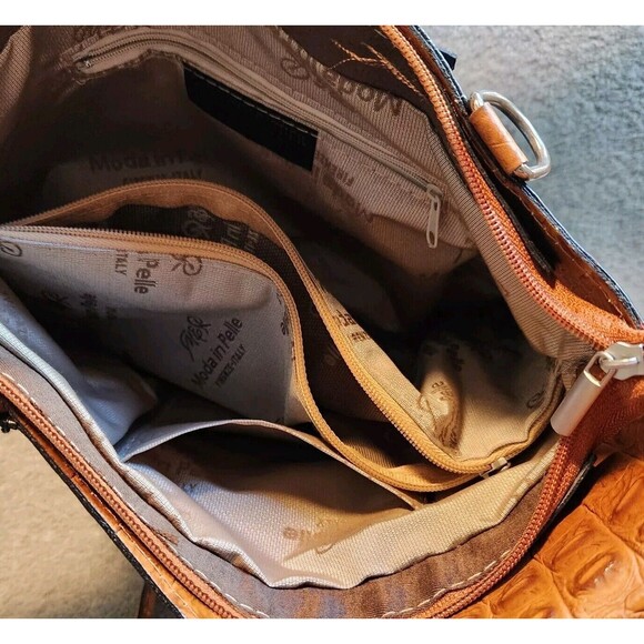 M&R Genuine Leather Moda in Pelle  Ostrich Pattern Tote Shoulder Bag and Wallet - Picture 7 of 11